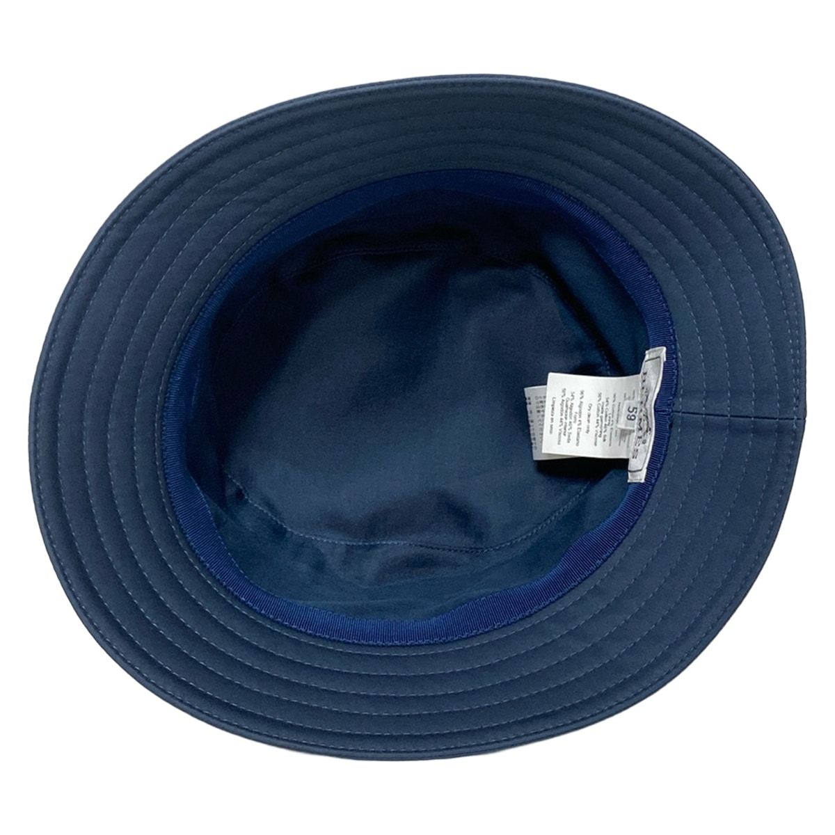 HERMES(エルメス) ハット 59美品 - ダークネイビー×白 刺繍 コットン