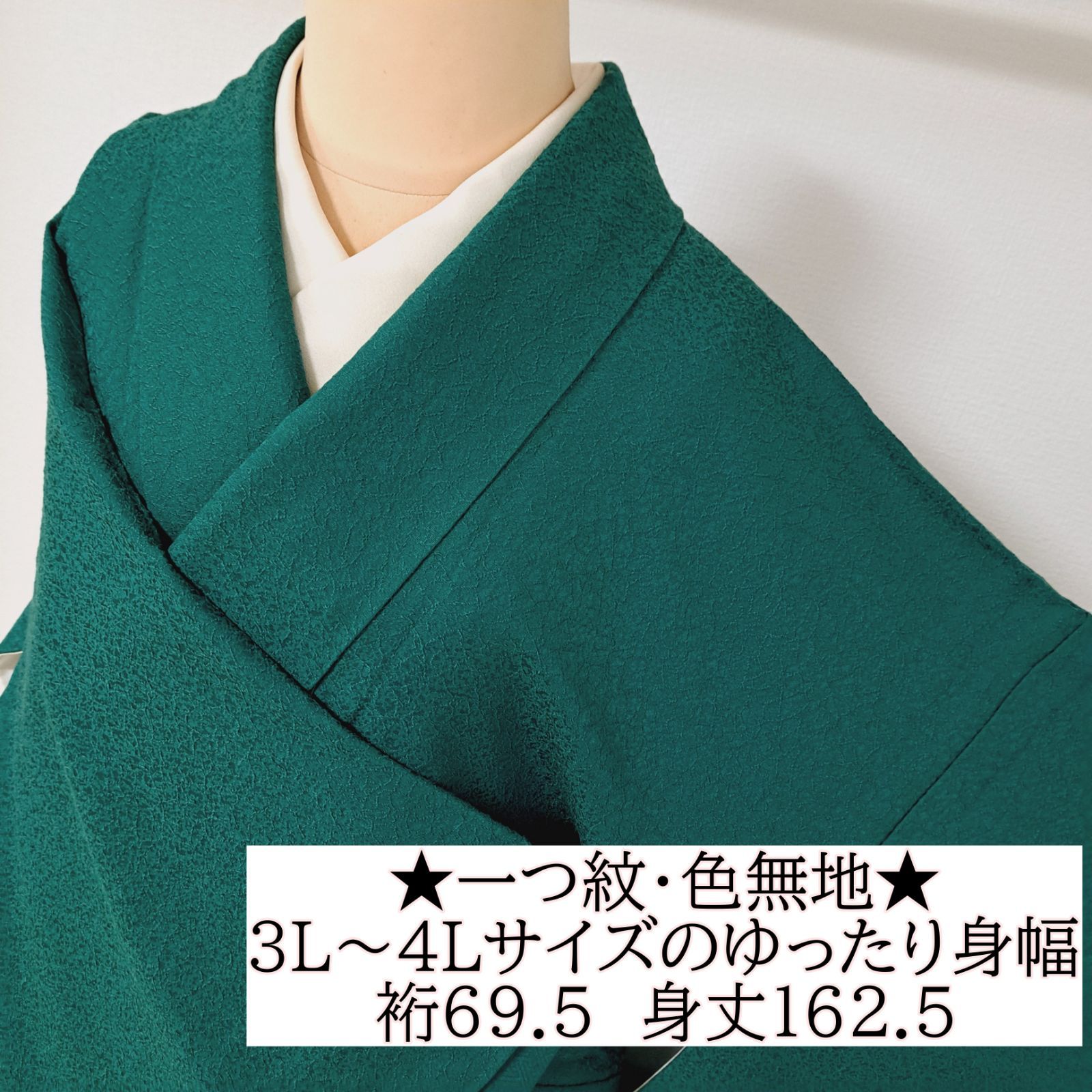 一つ紋・色無地】裄69.5 身丈162.5 袖48.5 裄長＆3L～4L相当のゆったり