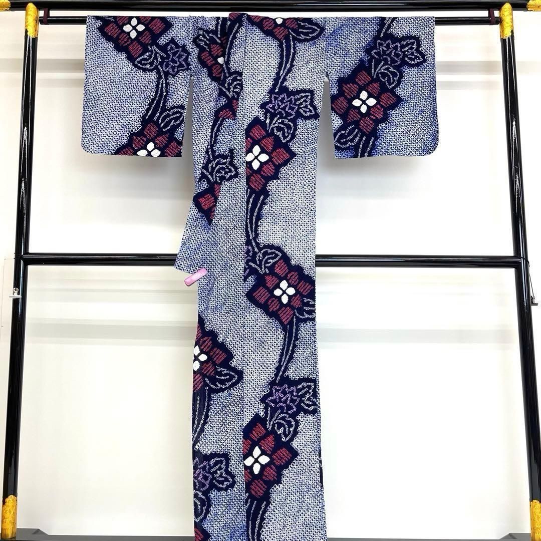 着物と帯 時流】Y25673ts◇本場有松鳴海絞り浴衣◇裄ロング 裄68 美品