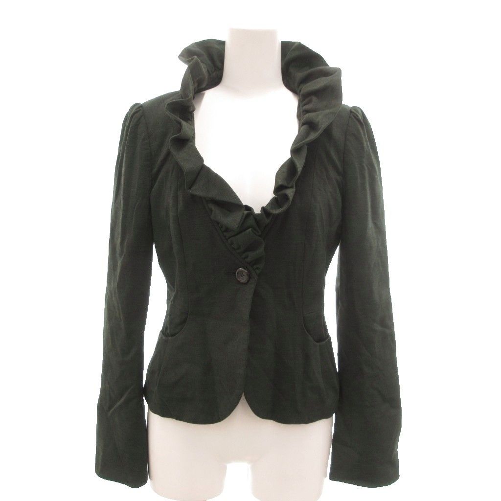 Mプルミエブラック　フリルジャケット エムプルミエ ブラック M-Premier BLACK ジャケット 36 ダークグリーン