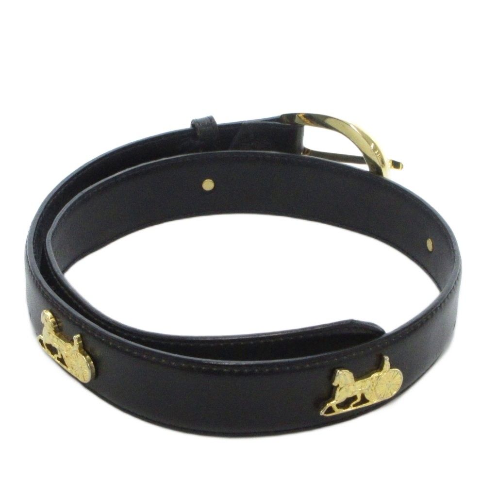 セリーヌ CELINE ベルト 65 ホースキャリッジ ビジュー レザー 本革 黒