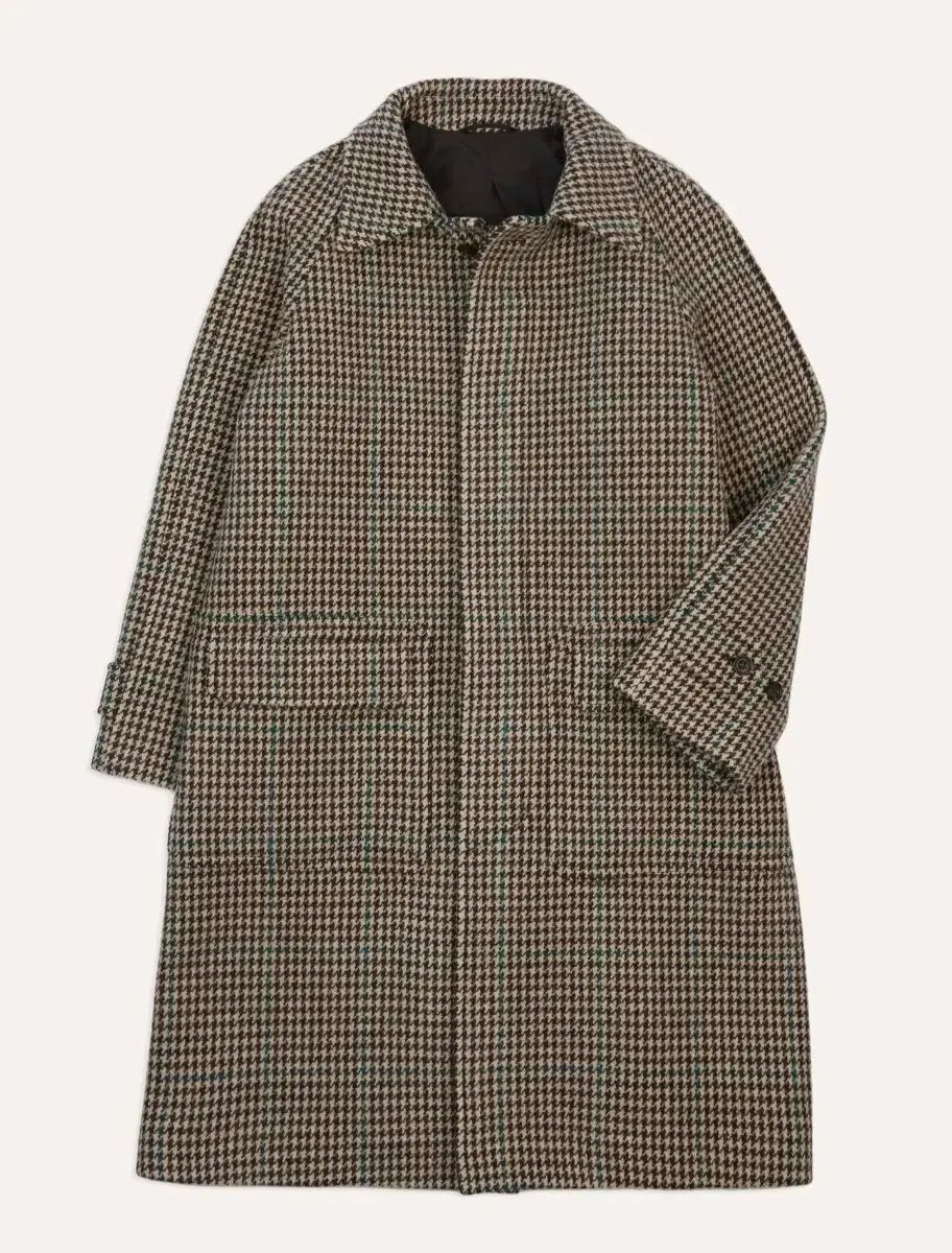 ドレイクス ハウンドトゥース チェック ウール ラグラン バルマカーン