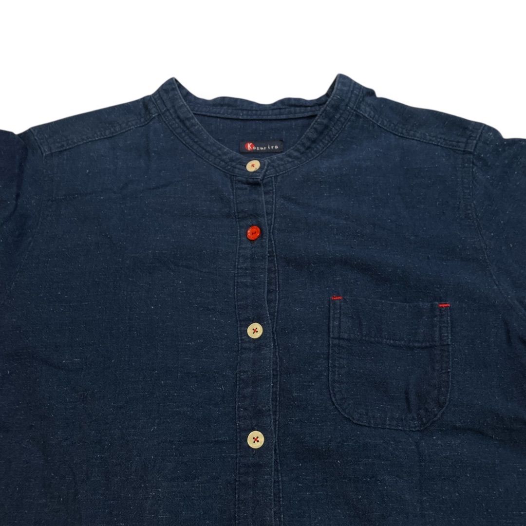 Kasurira カスリラ バンドカラーシャツ 長袖シャツ バンドカラー