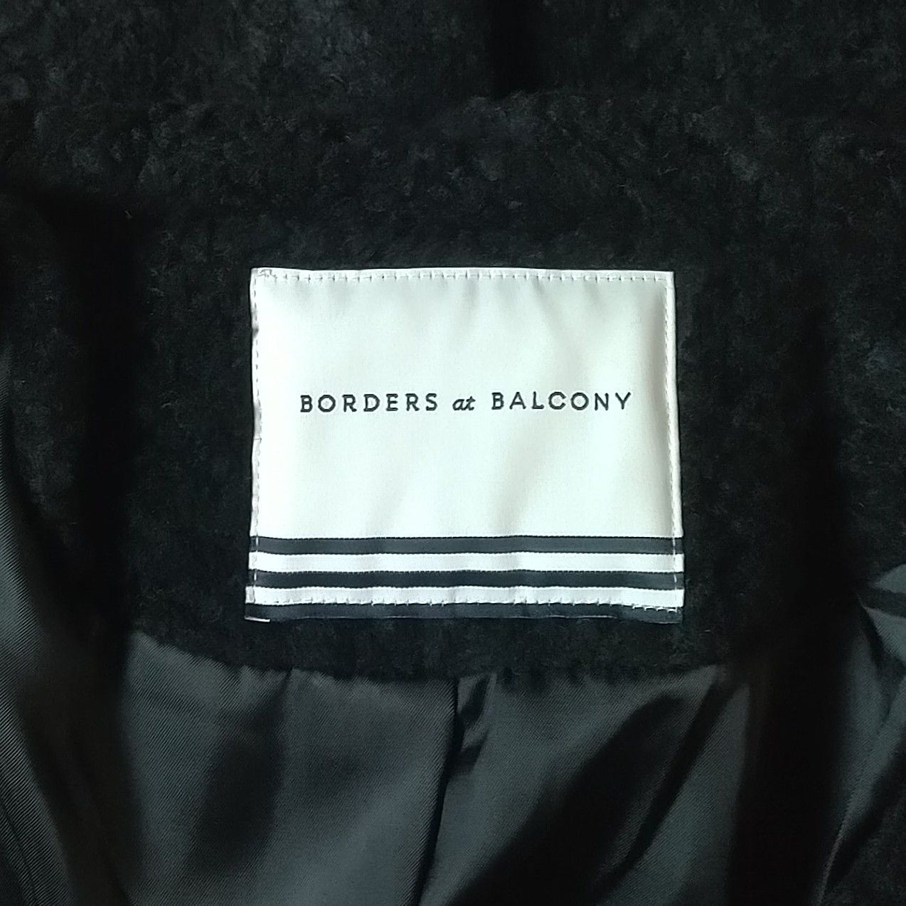 新品】BORDERS at BALCONY フーデッドコート フ－ド付き Black