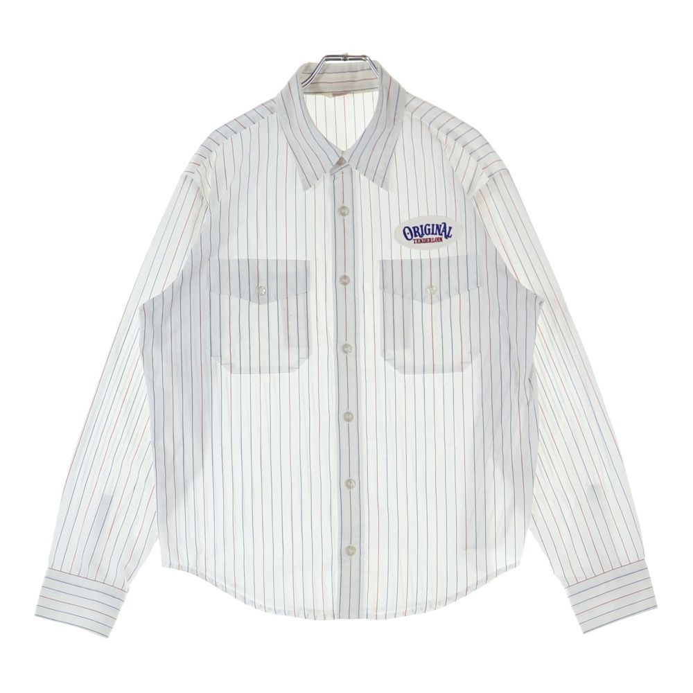 TENDERLOIN (テンダーロイン) ストライプワークシャツ ロゴワッペン