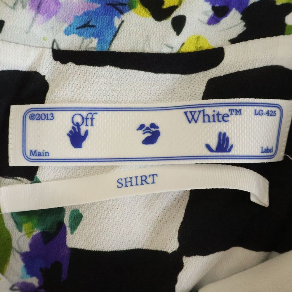 OFF-WHITE (オフホワイト) フラワーチェック総柄長袖シャツ ロング