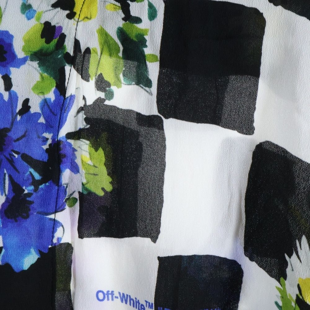 OFF-WHITE (オフホワイト) フラワーチェック総柄長袖シャツ ロング