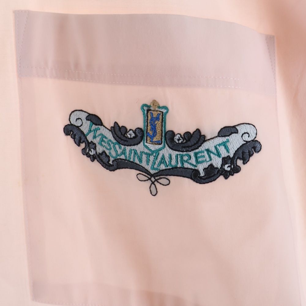 YVES SAINT LAURENT (イヴサンローラン) ロゴ刺繍 半袖シャツ ピンク