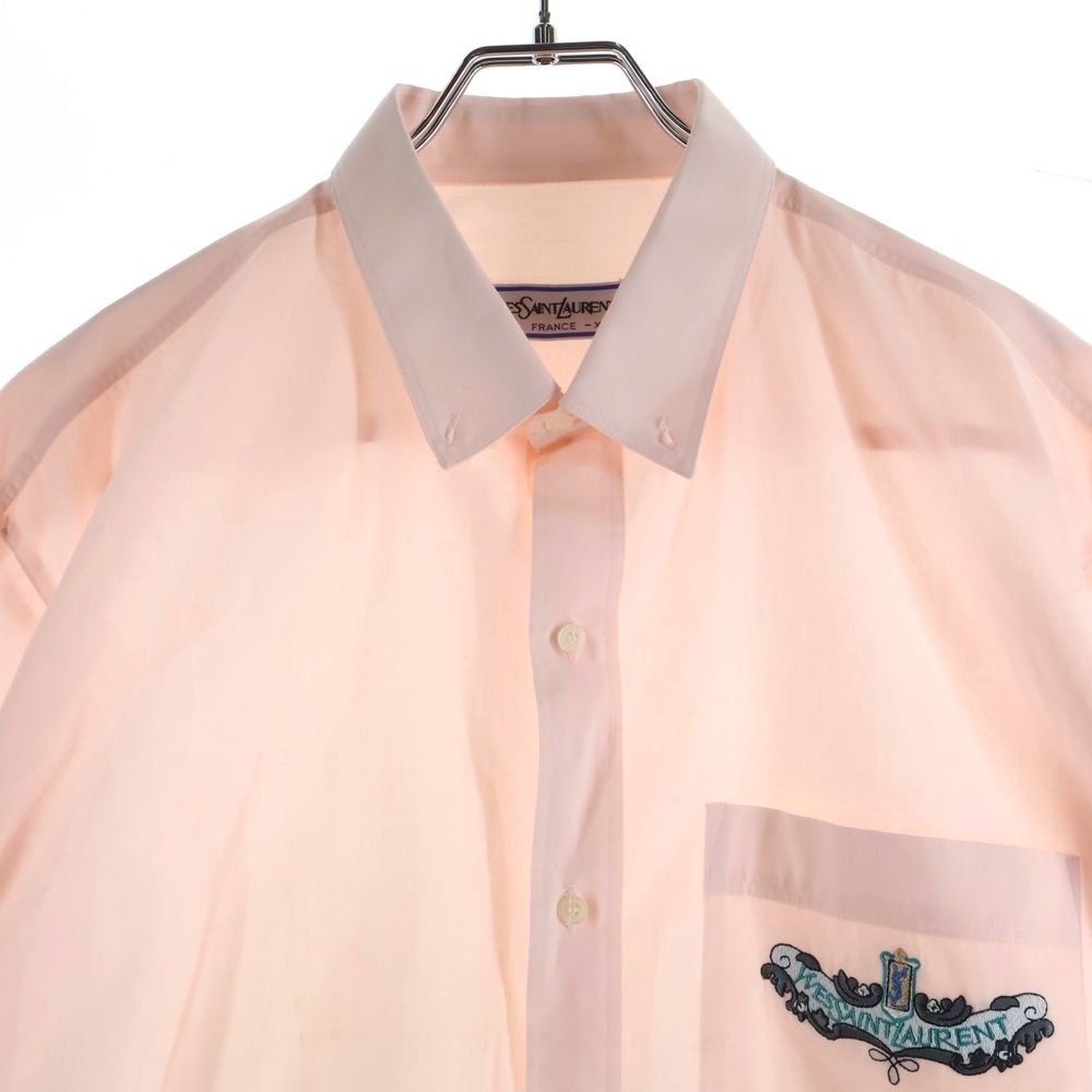 YVES SAINT LAURENT (イヴサンローラン) ロゴ刺繍 半袖シャツ ピンク