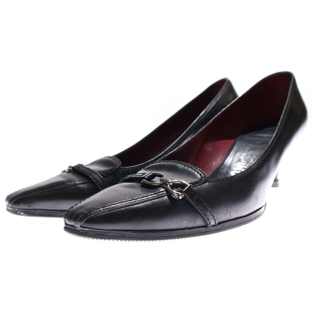 FERRAGAMO (フェラガモ) ガンチーニ ロゴプレート レザー ヒール