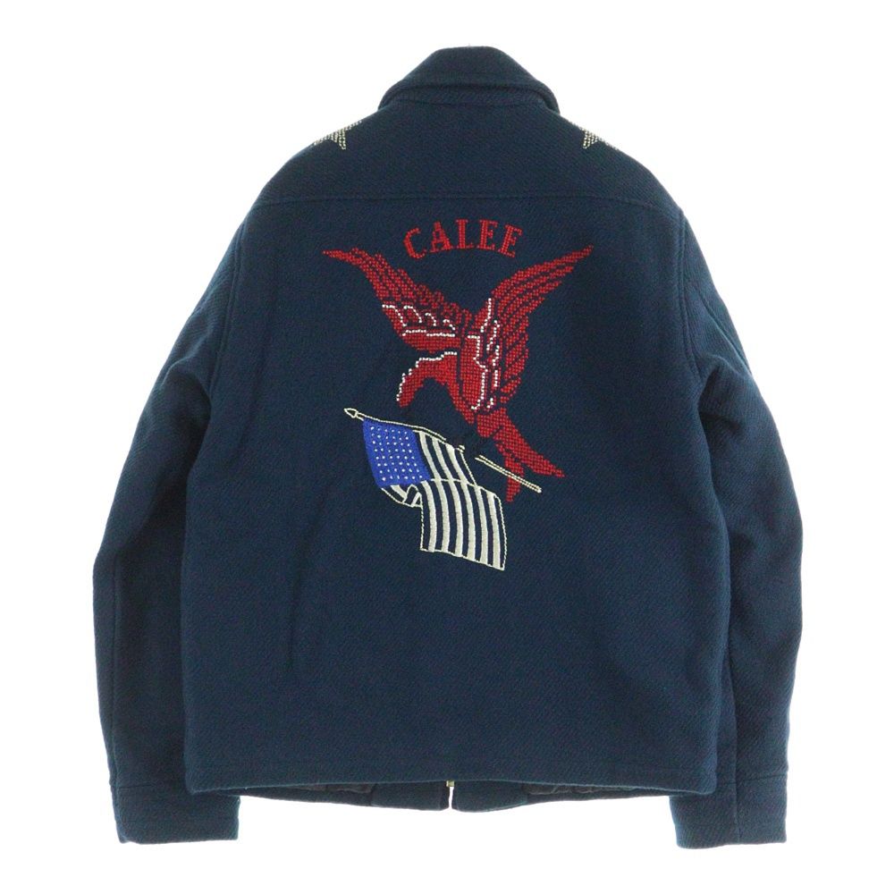 CALEE (キャリー) バックロゴ刺繍 中綿 ジップアップ スーベニア