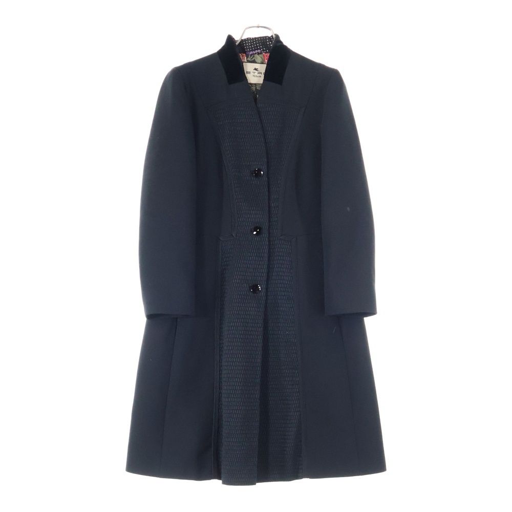 ☆超美品です!最終お値下げいたします!ETRO ウール混紡 トレンチコート ETRO (エトロ) ウール混 ノーカラーガウンコート ブラック 092-15157