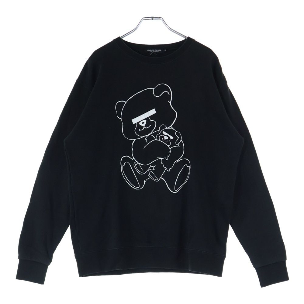 アンダーカバー UNDERCOVER 目隠しベアブラックパーカー UNDERCOVER (アンダーカバー) NEU BARE 目隠しベア プリントクルー