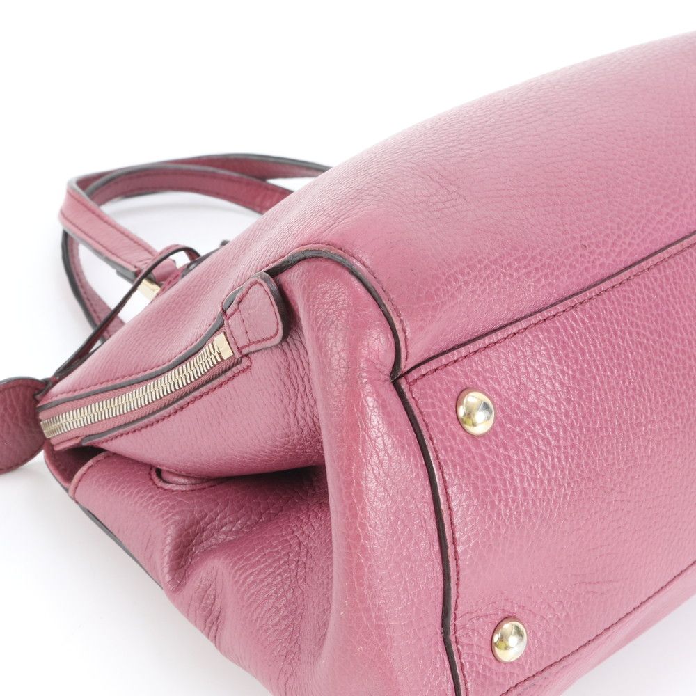 極美品 グッチ インターロッキングG チャーム付 レザー ハンドバッグ