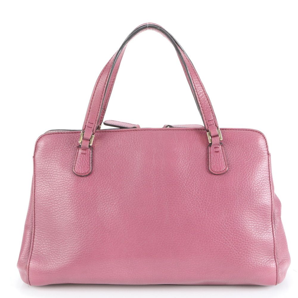 極美品 グッチ インターロッキングG チャーム付 レザー ハンドバッグ