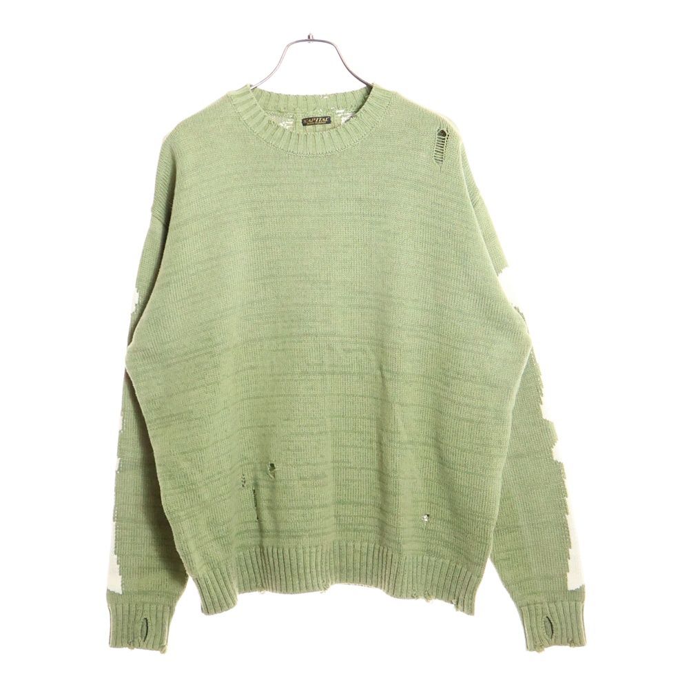 KAPITAL (キャピタル) 5G cotton knit BONE crew sweater バックボーン