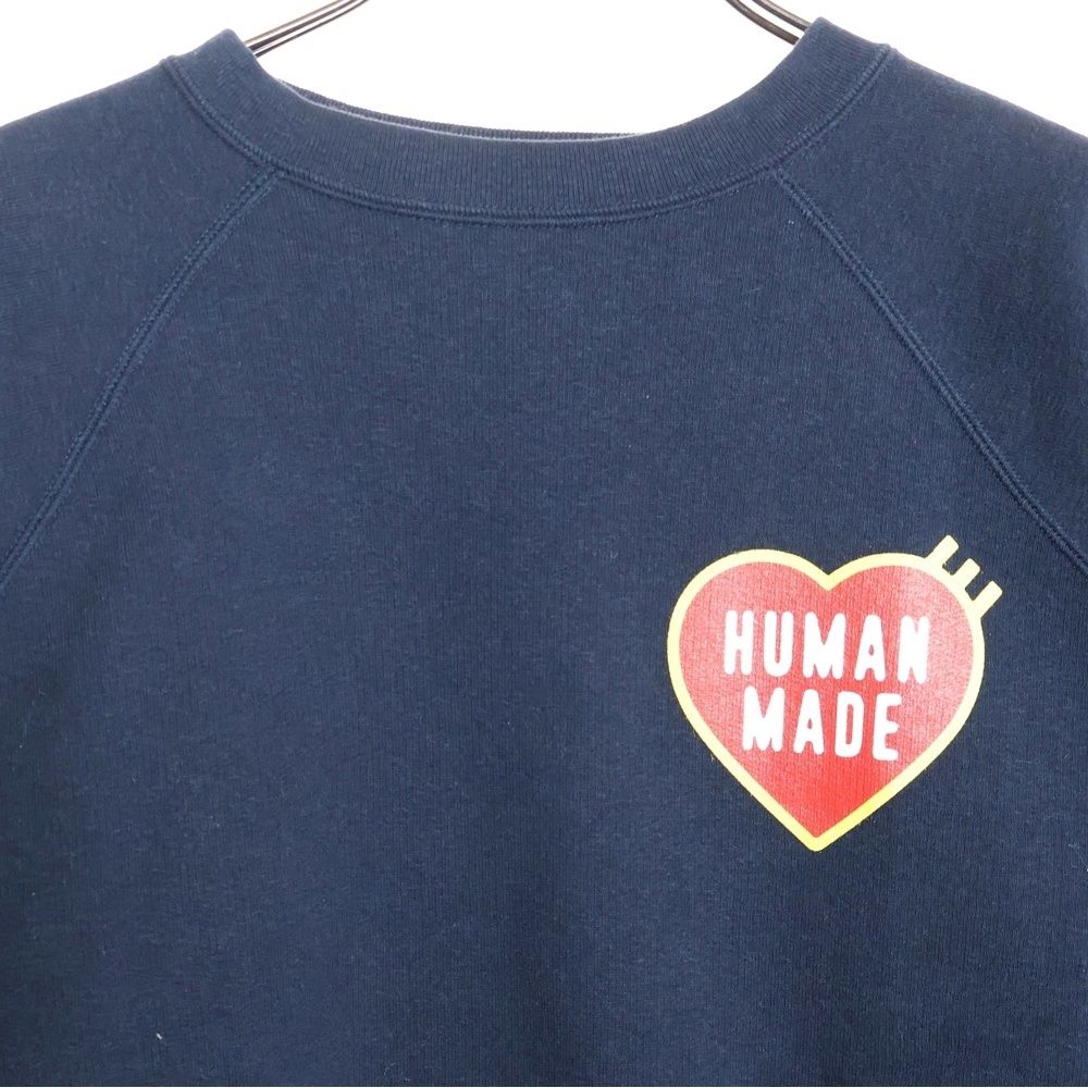 Human Made ネイビー トレーナー ハートロゴ HUMAN MADE (ヒューマンメイド) ハートロゴ バックプリント クルー