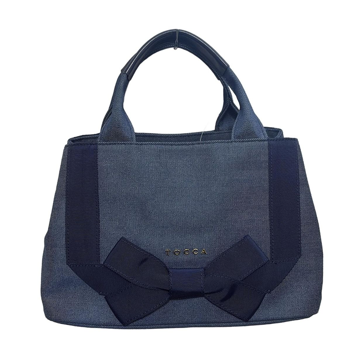 TOCCA(トッカ) トートバッグ - ブルー×ネイビー リボン レザー - メルカリ