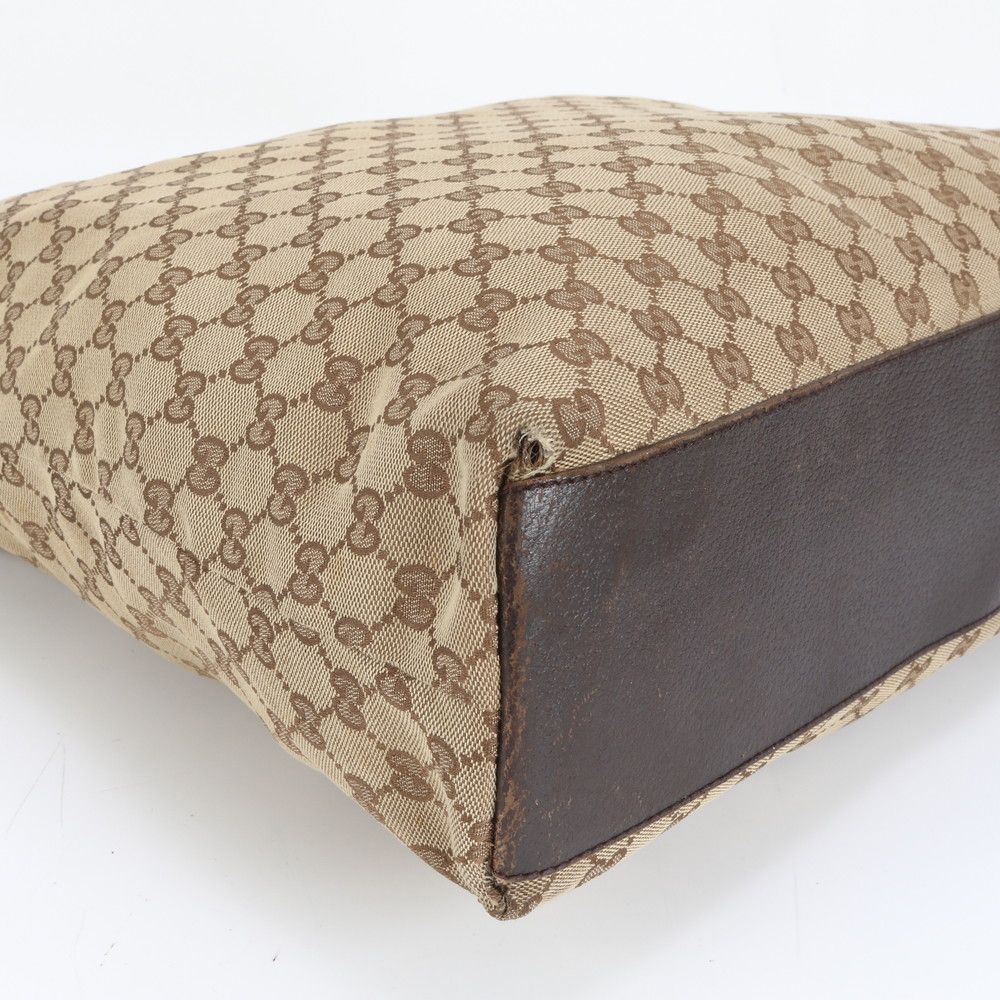 極美品 グッチ GGキャンバス シェリー ライン 131233 レザー トート