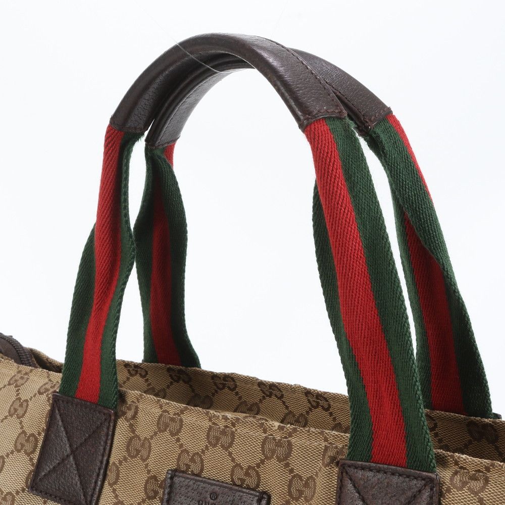 美品✨グッチ ボディバッグ GG キャンバス レザー シェリーライン グッチ袋付き】グッチ ボディバッグ GG キャンバス レザー シェリー