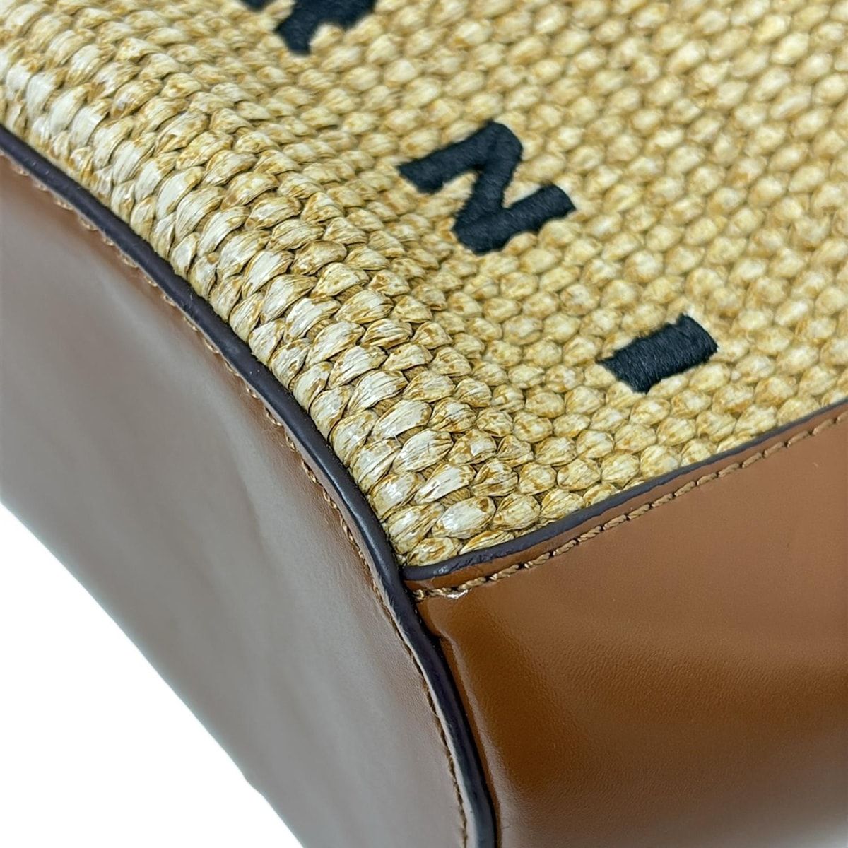 MARNI(マルニ) ハンドバッグ美品 ベージュ×ダークブラウン かごバッグ