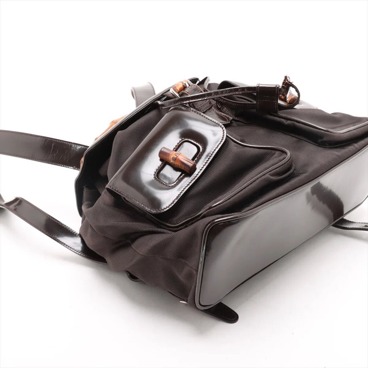 美品　グッチ　バンブー　ワンショルダー　リュック　ナイロン×レザー　ブラック 美品 グッチ バンブー レザー×ナイロン リュックサック リュック