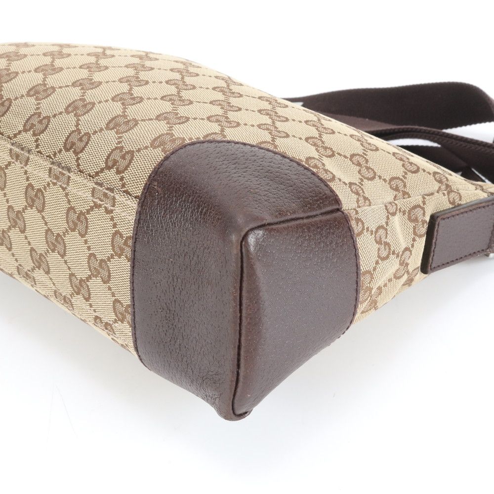 極美品 グッチ GG キャンバス 114273 レザー ショルダーバッグ 斜め