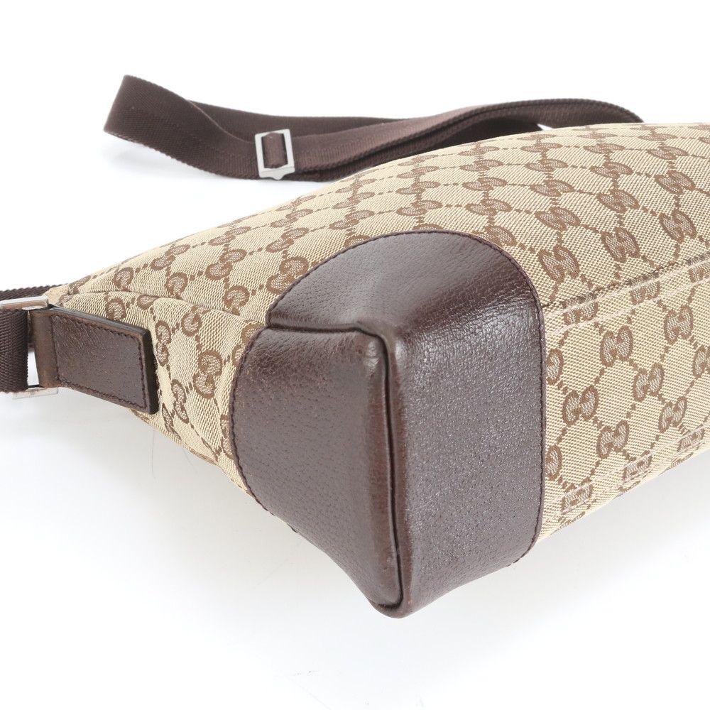 極美品 グッチ GG キャンバス 114273 レザー ショルダーバッグ 斜め