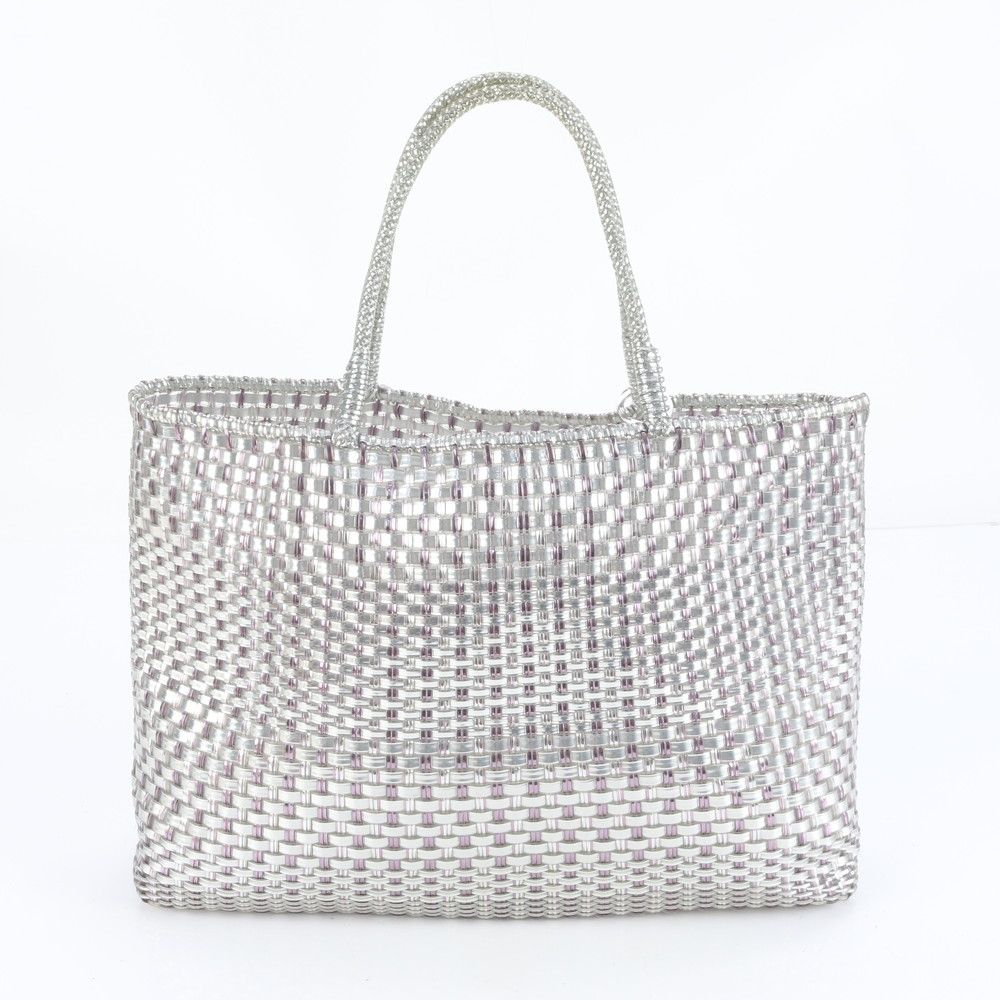 めら　ANTEPRIMA シルバー編み込みバッグ 中型 ANTEPPIMAシルバー 編み込み かごバッグ - メルカリ