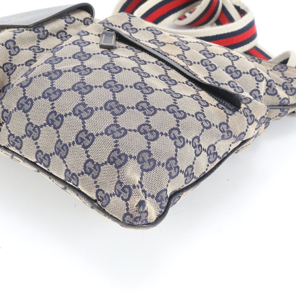極美品 グッチ GGキャンバス 169937 レザー ショルダーバッグ 斜め掛け
