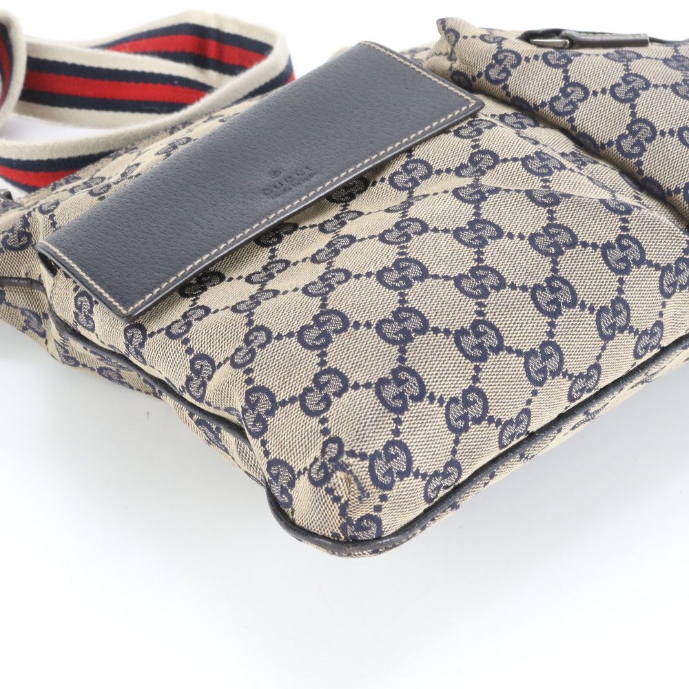 極美品 グッチ GGキャンバス 169937 レザー ショルダーバッグ 斜め掛け