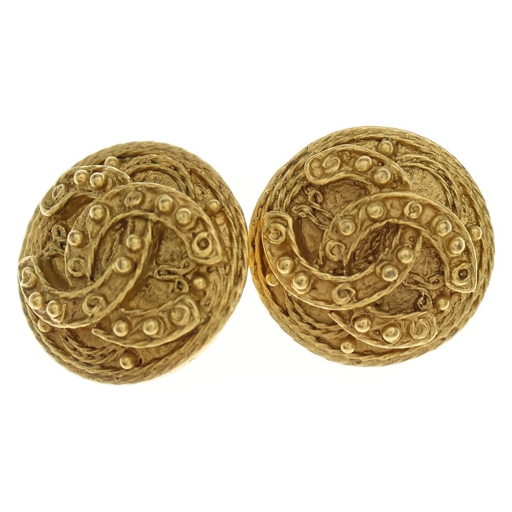 CHANEL (シャネル) ココマーク イヤリング ゴールド GP ラウンド