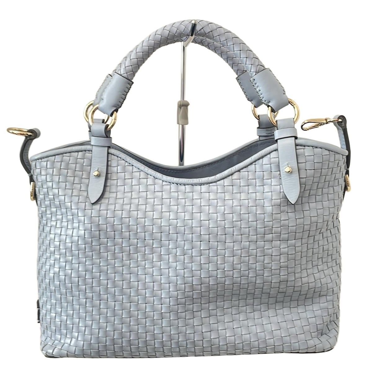 COLE HAAN(コールハーン) トートバッグ - ライトブルー 編み込み