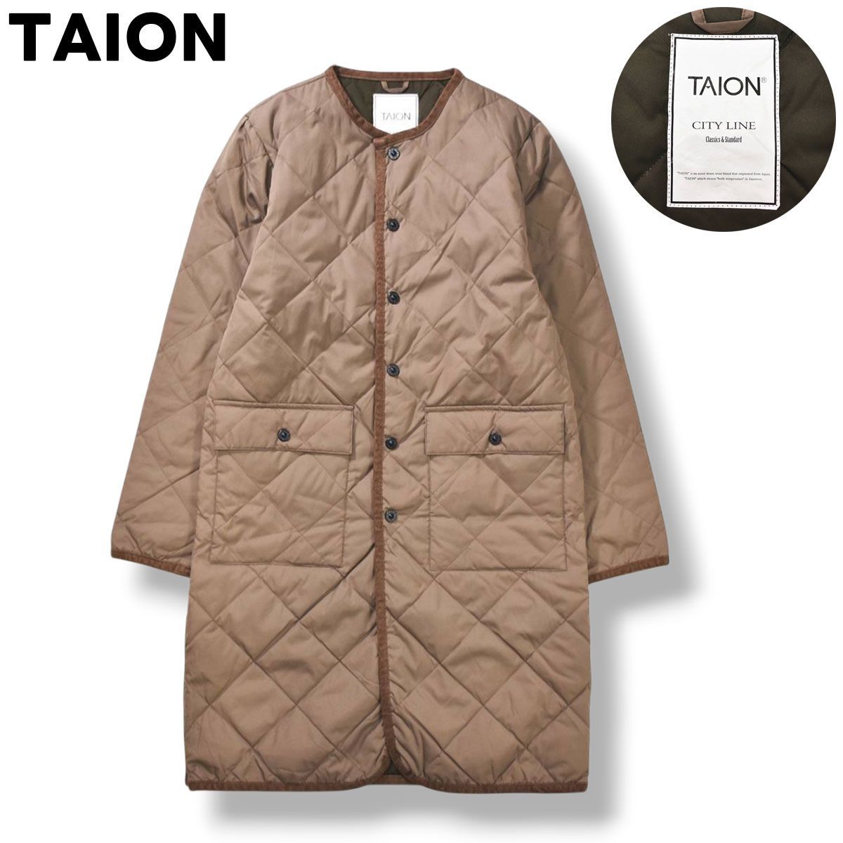 タイオン シティー ライン TAION CITY LINE パイピング Vネック ロング 