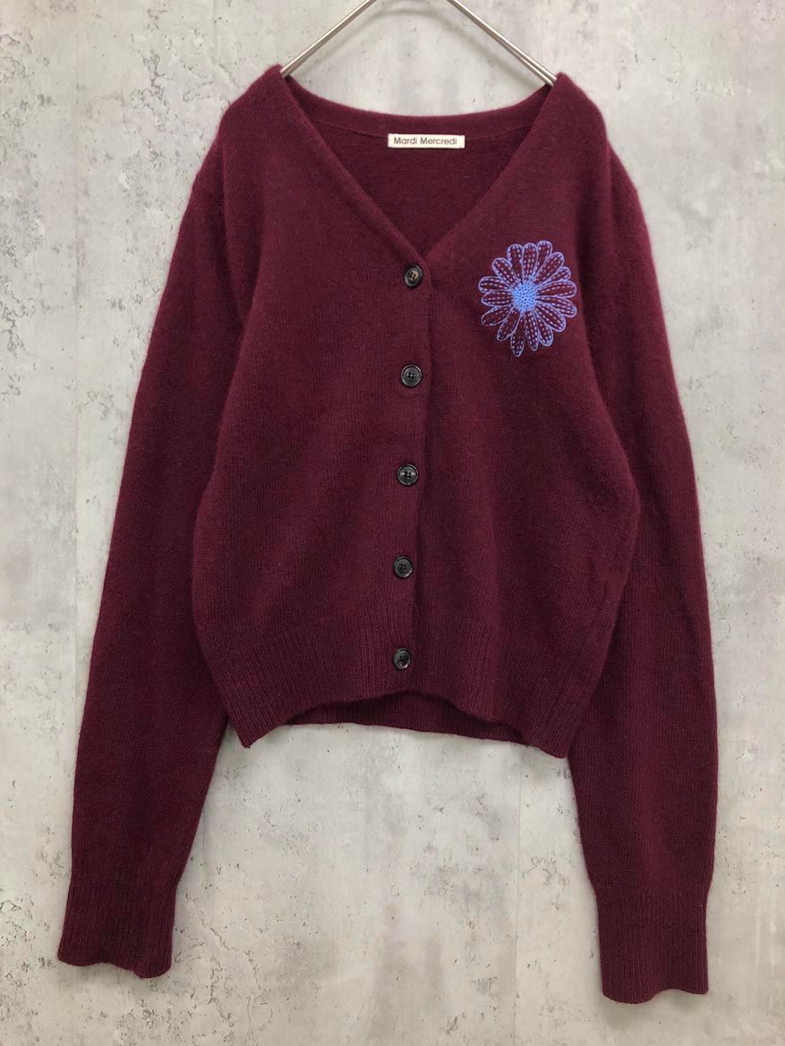 美品 Mardi Mercredi マルディメクルディ ラクーンニット カーディガン