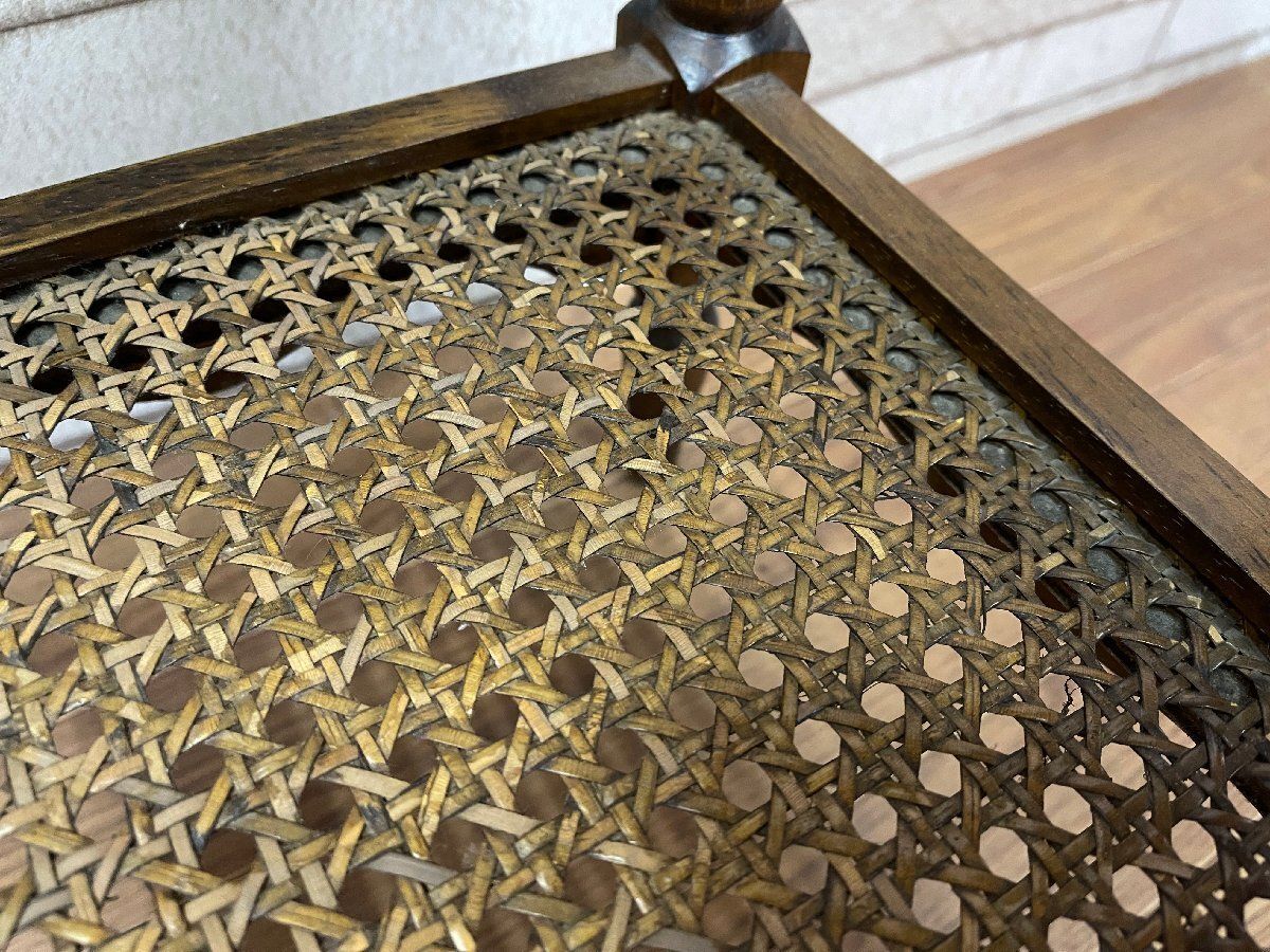 極美品 カリモク家具 コロニアル 花台 飾り台 サイドテーブル 高さ70cm カリモク グランドコロニアル サイドテーブル 電話台 花台 木製 籐編み