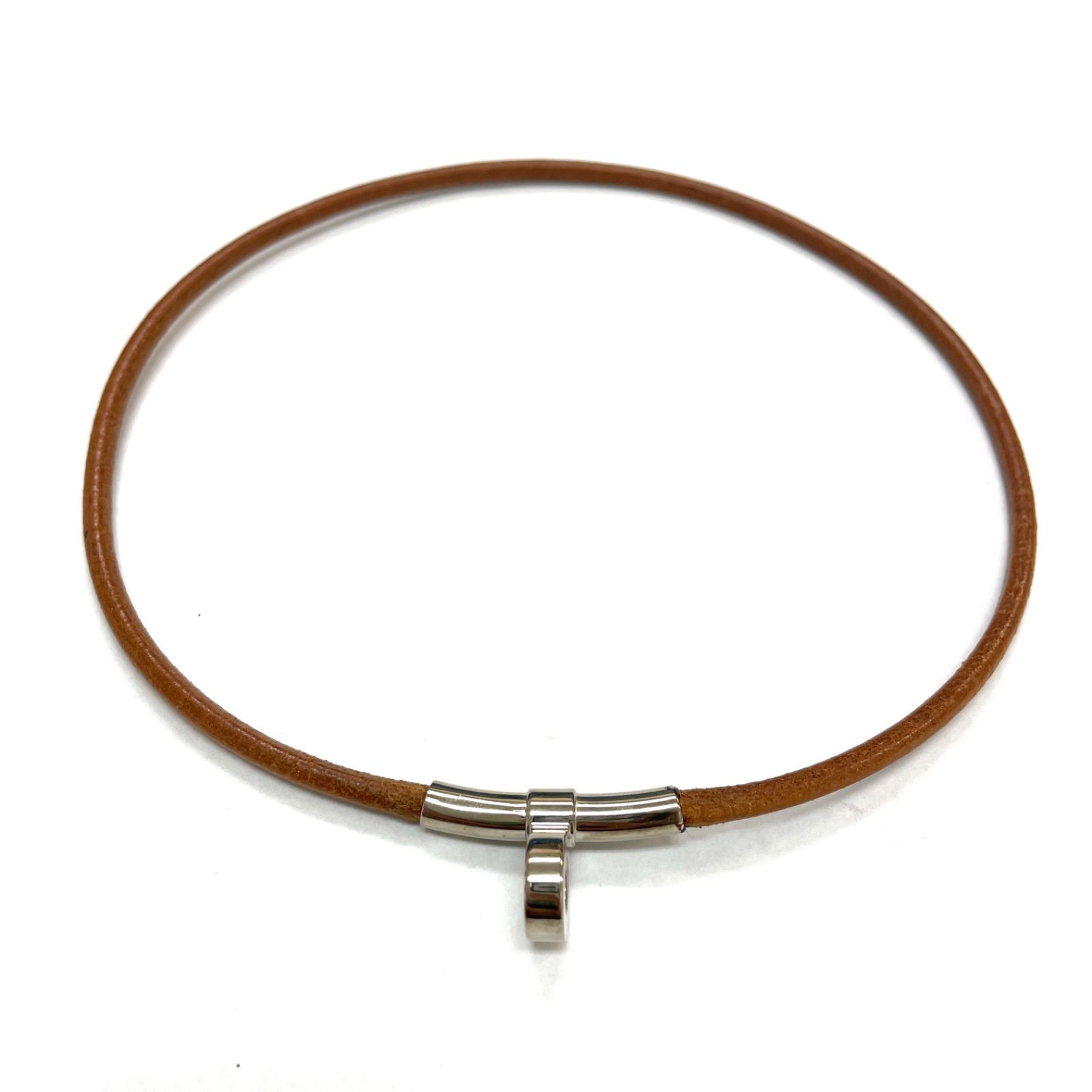 HERMES エルメス キテ チョーカー レザー カジュアル シルバー 