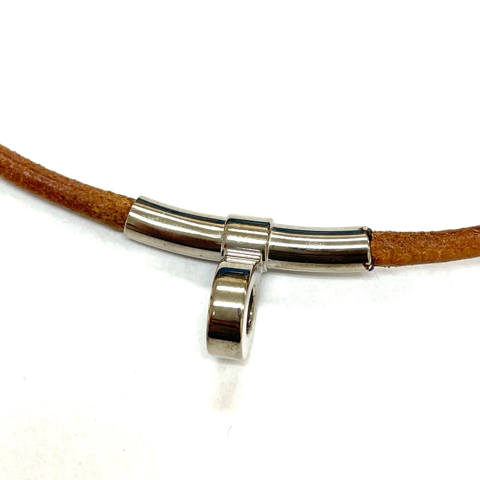 HERMES エルメス キテ チョーカー レザー カジュアル シルバー 