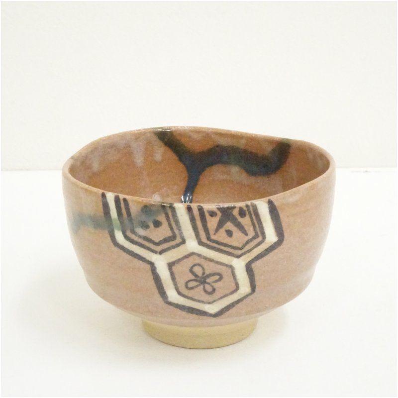 不二窯 佐藤和子造 赤織部茶碗（保護箱） 茶道 抹茶 おしゃれ 抹茶茶碗