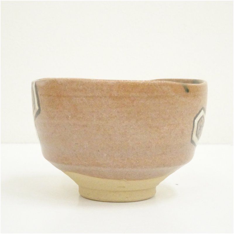 不二窯 佐藤和子造 赤織部茶碗（保護箱） 茶道 抹茶 おしゃれ 抹茶茶碗