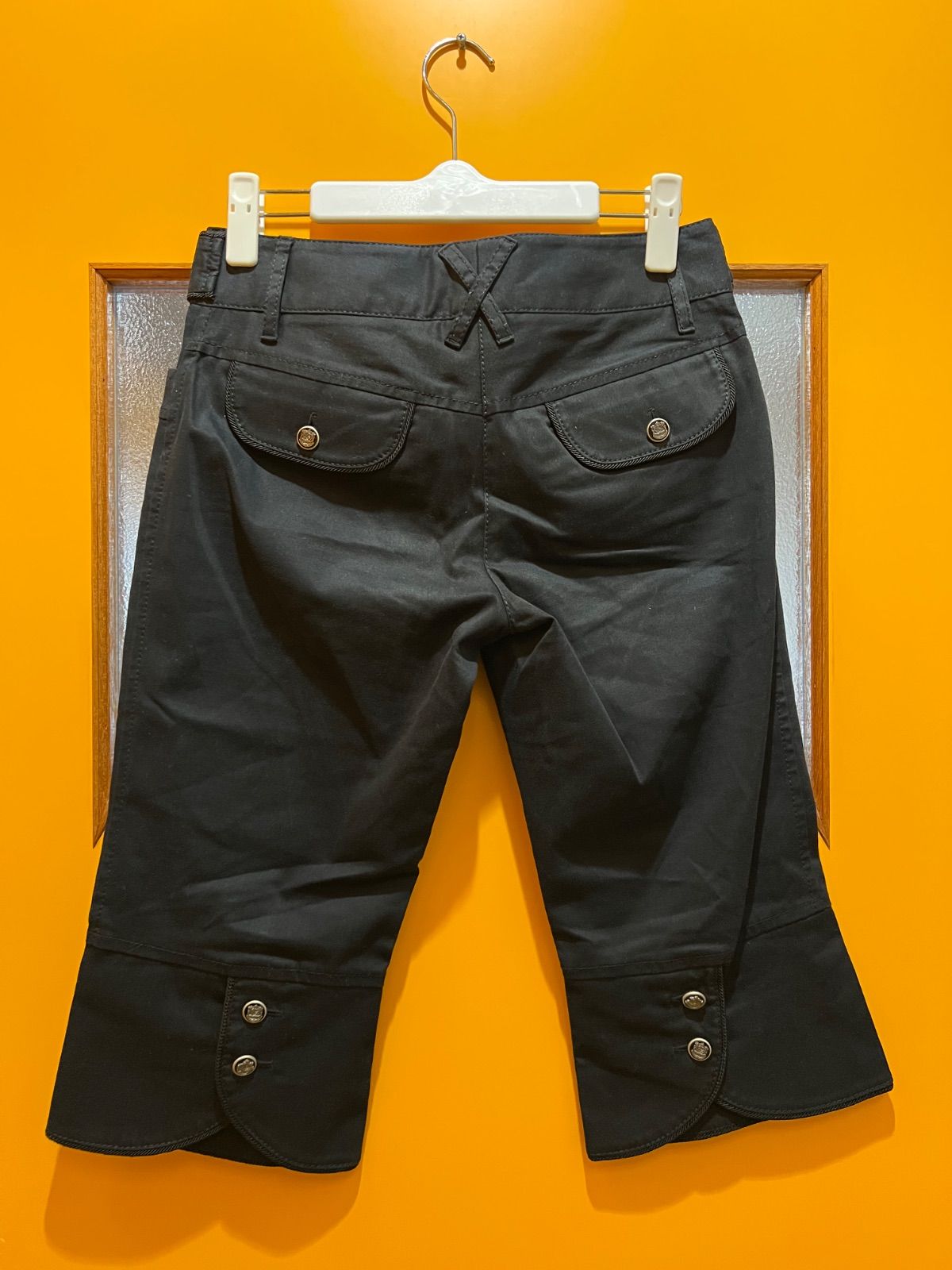 H2-46】◇ DOLCE & GABBANA 36サイズ クロップドカーゴパンツ 黒色