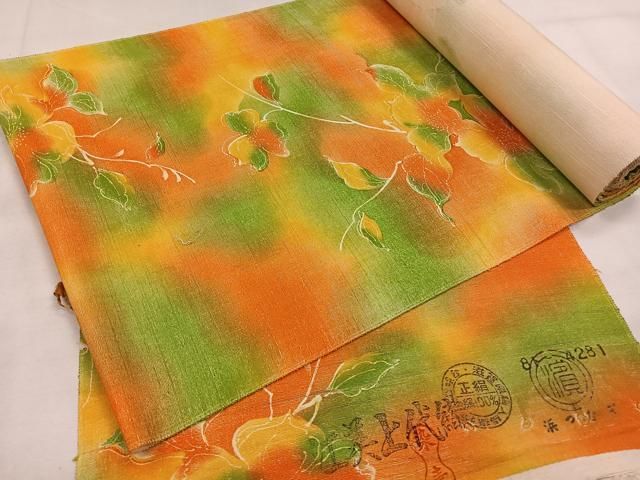 Thumbnail of Heiwaya Kimono ▼ Tsumugi (pongee) fabric, Emi Joudaiori, floral pattern, kimono length, exquisite item, unused, CAAW3410qv