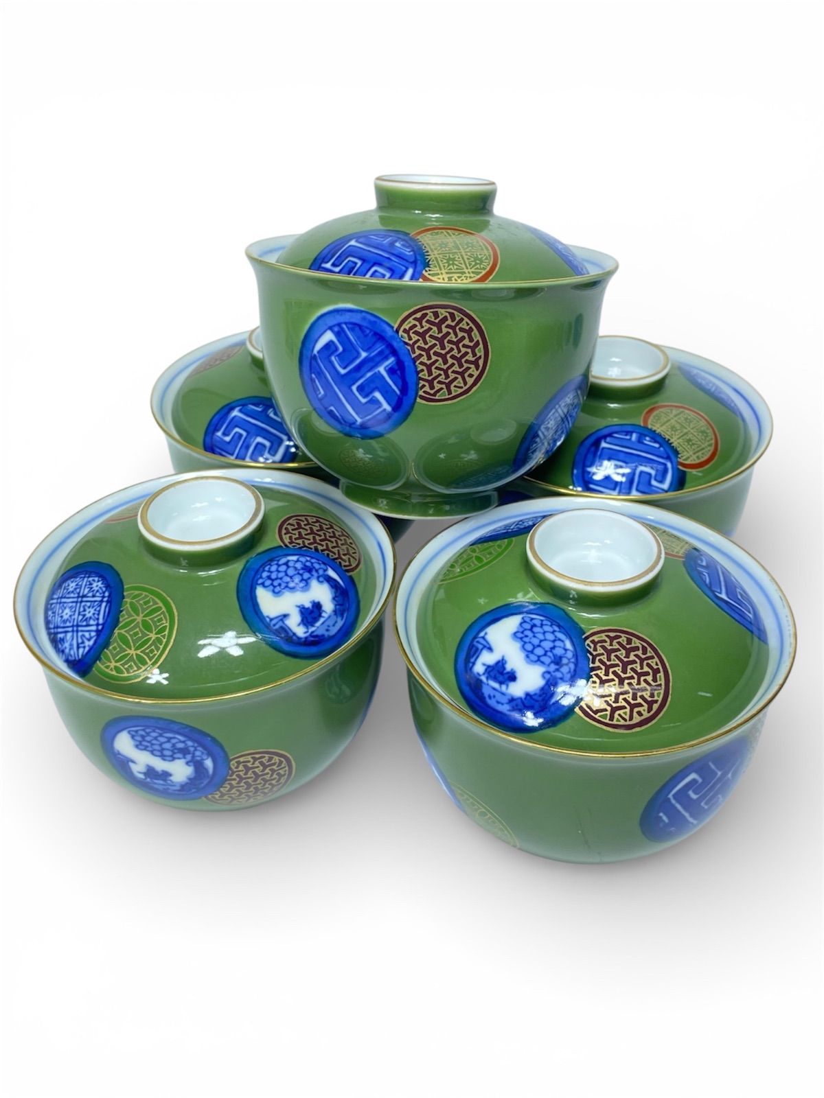 煎茶茶碗６客　魚文　水玉に藻　見込鶴亀　状態良好美品 煎茶茶碗6客 魚文 水玉に藻 見込鶴亀 状態良好美品 - メルカリ