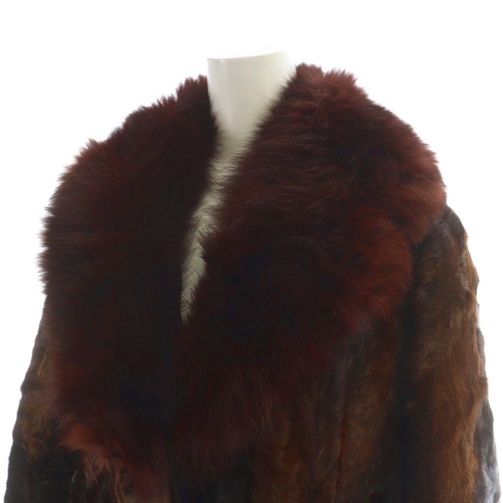 ノーブランド品 毛皮コート ロング 長袖 総裏地 ミンクファー