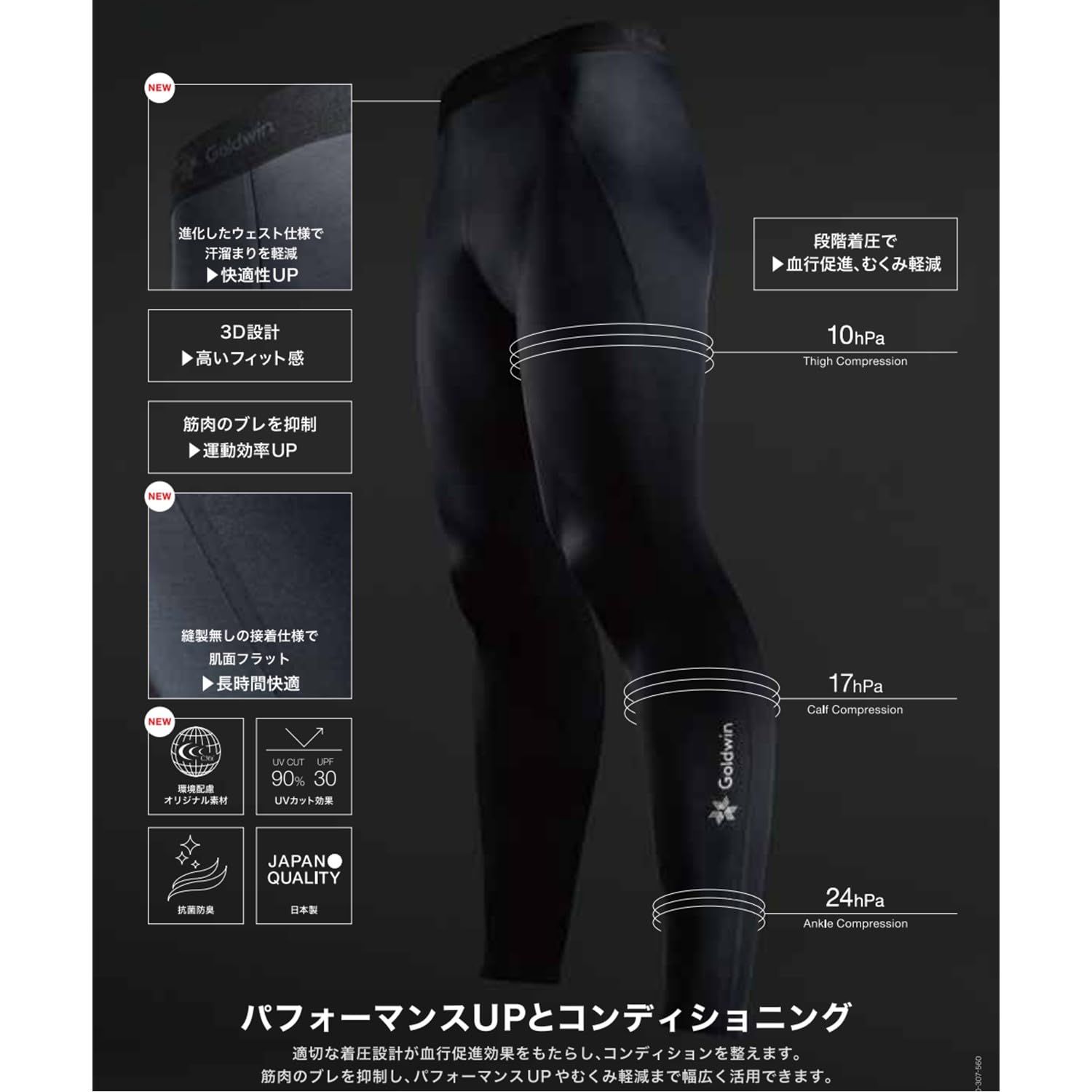 ゴールドウイン(GOLDWIN) メンズ 着圧タイツ コンプレッションロング 