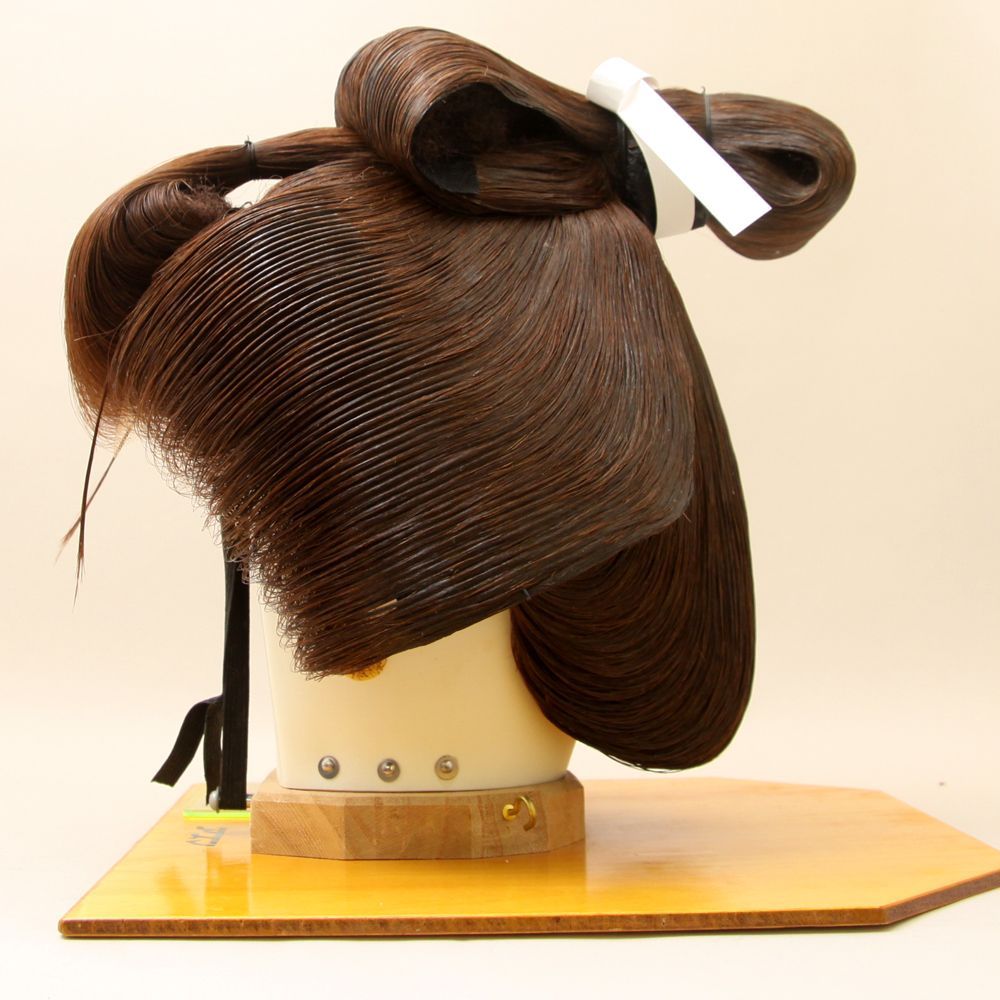 日本髪かつら中古、つぶし島田、舞踊・大衆演劇・舞台、明るい栗色、中