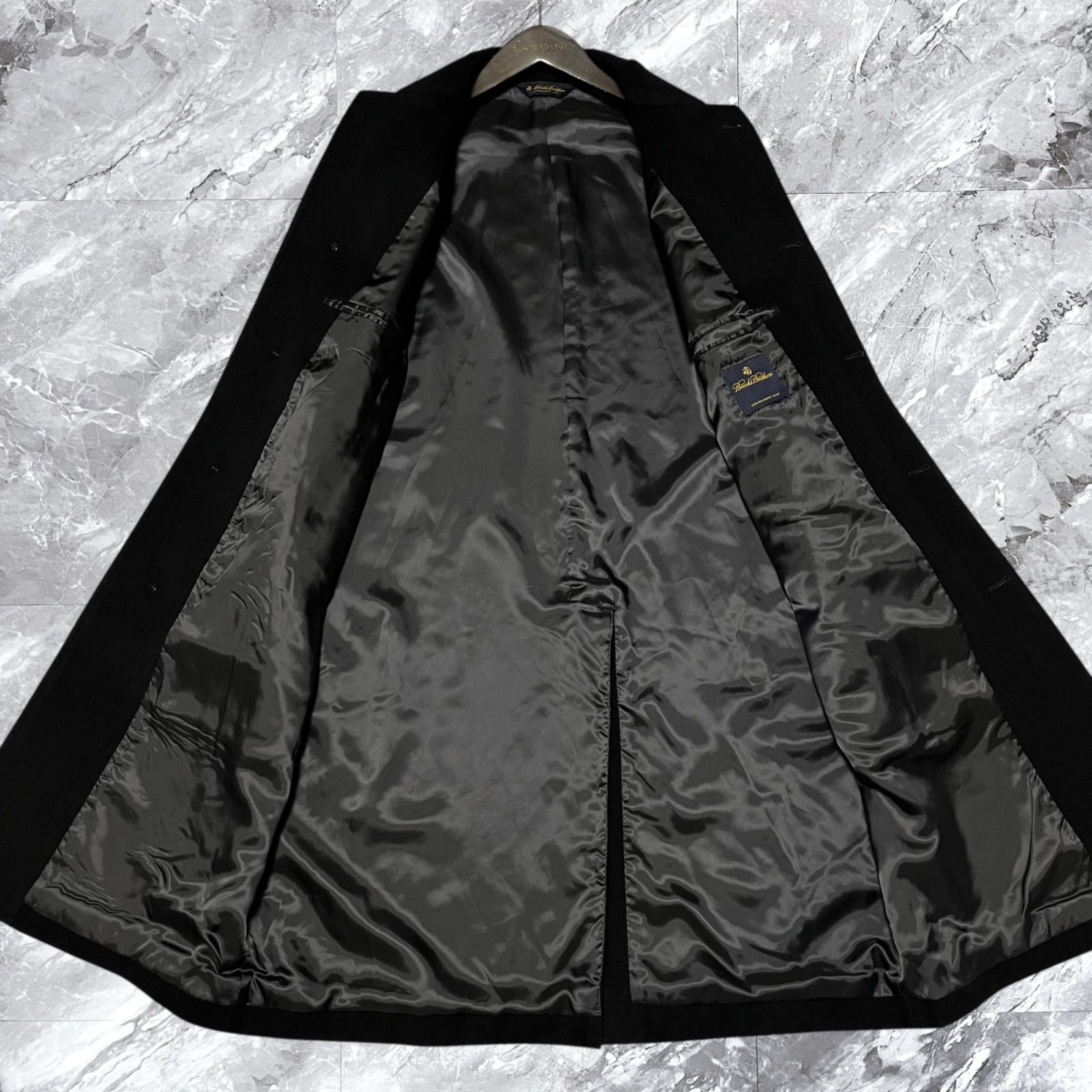 美品 40 カシミヤ ブルックスブラザーズ ロング ステンカラーコート 比翼 Brooks Brothers ブルックスブラザーズ ステンカラーコート ロング