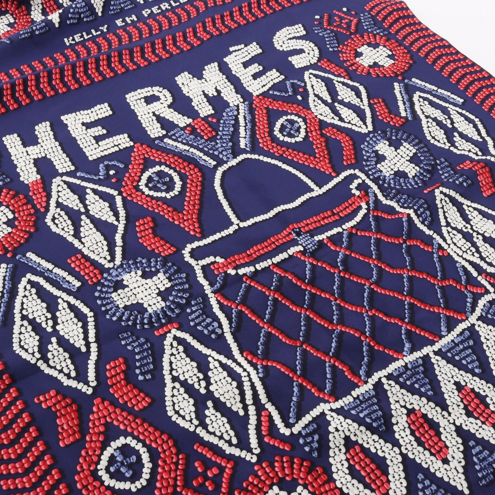 HERMES エルメス カレジェアン カレ140 KELLY EN PERLES スカーフ