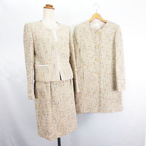 東京ソワール TOKYO SOIR セットアップ 3点セット ノーカラーコート