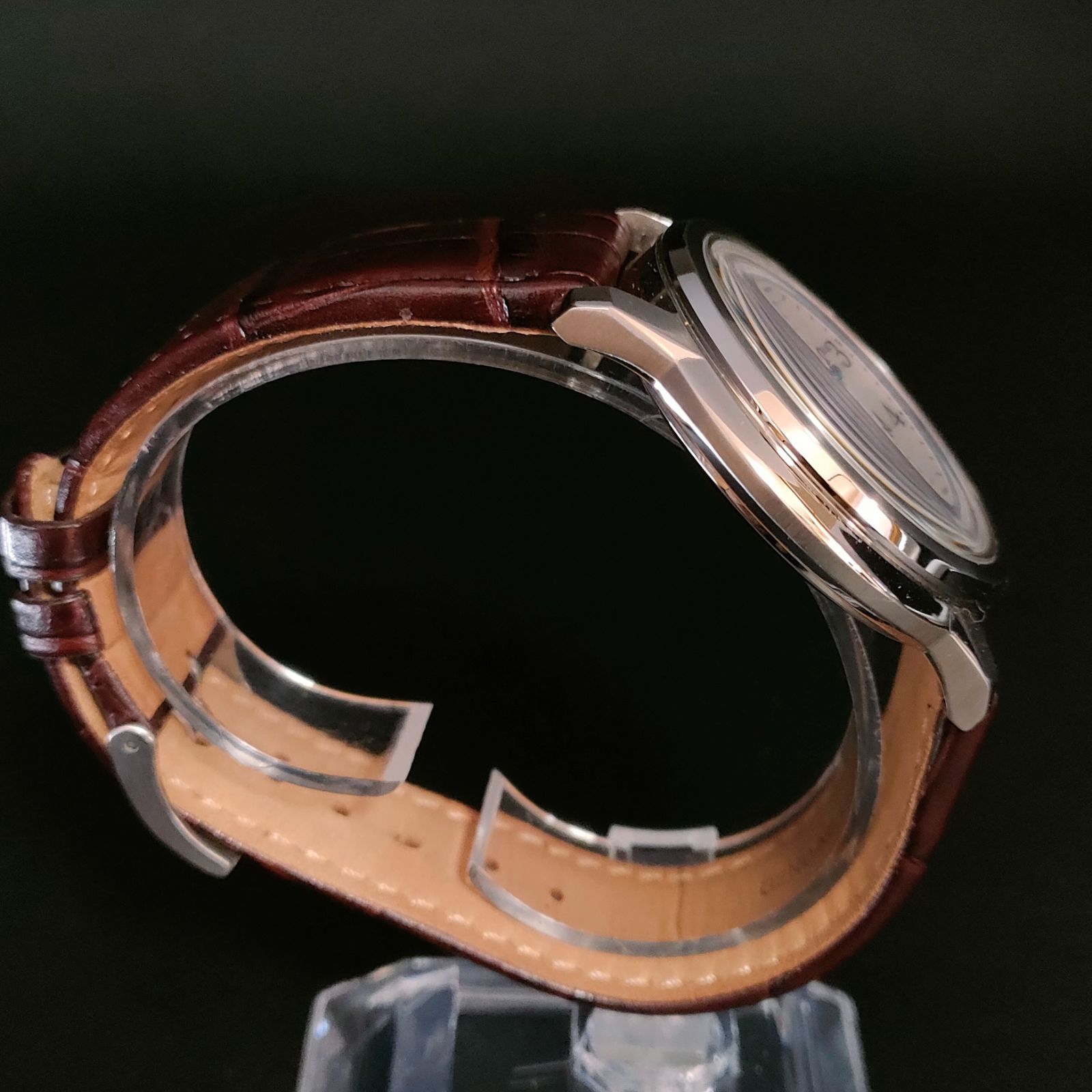840-2 CITIZEN シチズン ホワイト シルバー ブラウン レザー バンド 